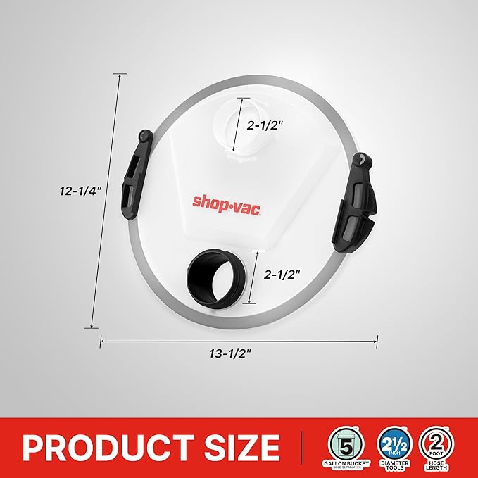 Shop-Vac Dust Collector, Portable Dust Collector for Woodworking, Fits 5 Gallon Bucket, Easy Disposal of Dust & Debris, Elbow Fittings, 2-1/2" Hose and Metal Filter Included