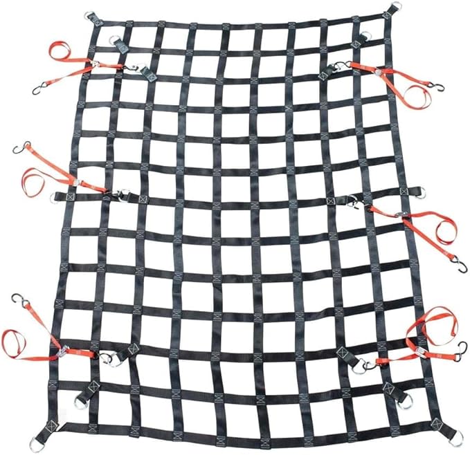 Mytee Products 6' x 8' Heavy Duty Cargo Net for Pickup Truck Bed with D Rings Tie Down Fittings - Durable Truck Bed Cargo Net with 6 Cam Buckle Tie Down Straps for Adjusment