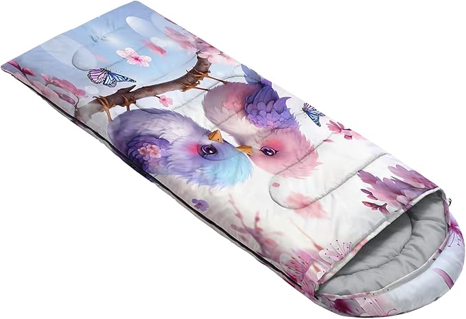 AILONEN Pink Lovely Rabbit Sleeping Bag for Girls Kids Adults,Warm and Cool Weather,Lightweight,Waterproof Backpacking,Cartoon Flowers Printed Bunny Sleeping Bag for Camping