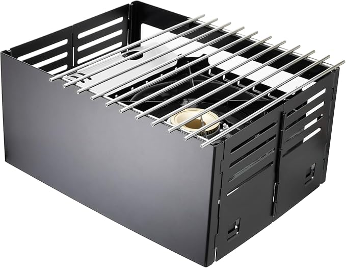 Butane Stove Cover, Universal Fit for Any Standard Size Camping Stoves, Premium Black Steel Collapsible Wind Guard for Easy Storage, Stove Wind Covers for Portable Cooking Stoves by Chef Master 90278