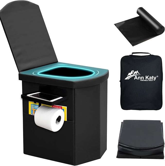Upgrade XL Portable Toilet for Adults, Extra Large Portable Travel Floding Toilet, Camping Tall Toilets with Lid for Adults and Kids Compact Potty for Car,Hiking,Beach and Camping
