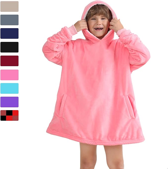LetsFunny Blanket Hoodie,Oversized Wearable Sherpa Fleece Blanket Sweatshirt,Super Soft Warm Cozy with Giant Pocket,Gifts for Women Men Adults Teenagers Kids, One Size Fits All