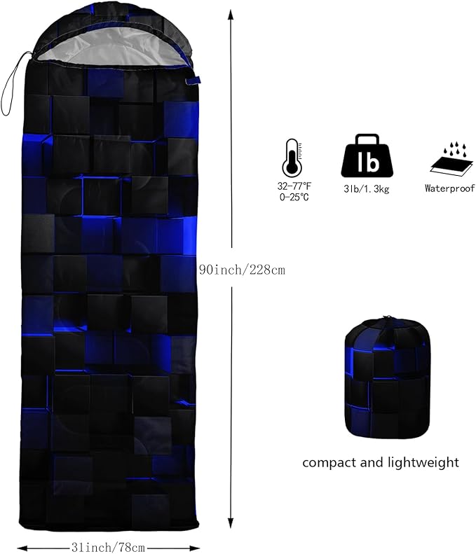 Sleeping Bags for Adults and Kids Backpacking Camping Sleeping Bags for Girls and Boys Lightweight Waterproof Cold/Warm Sleeping Bag for All Season