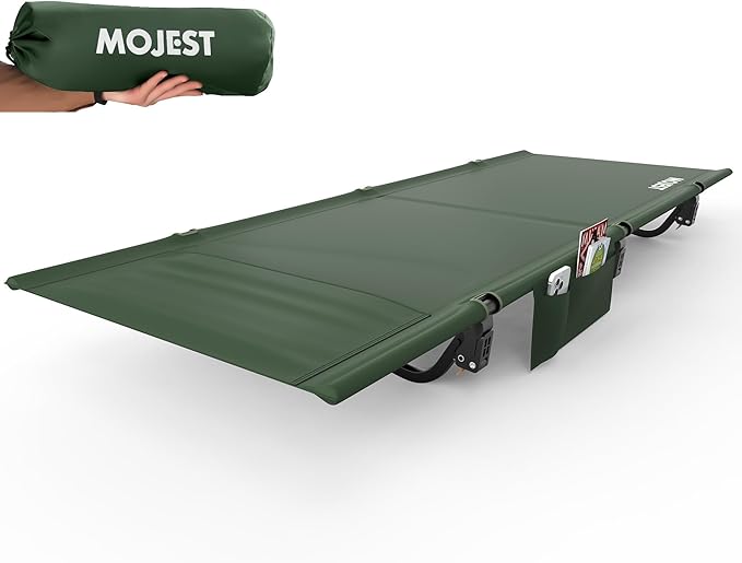 Ultralight Camping Cot for Adults, Portable Folding Camping Bed, Supports 350 lbs - Lightweight for Travel, Camping, Hiking, Backpacking, Mountaineering, Dark Green