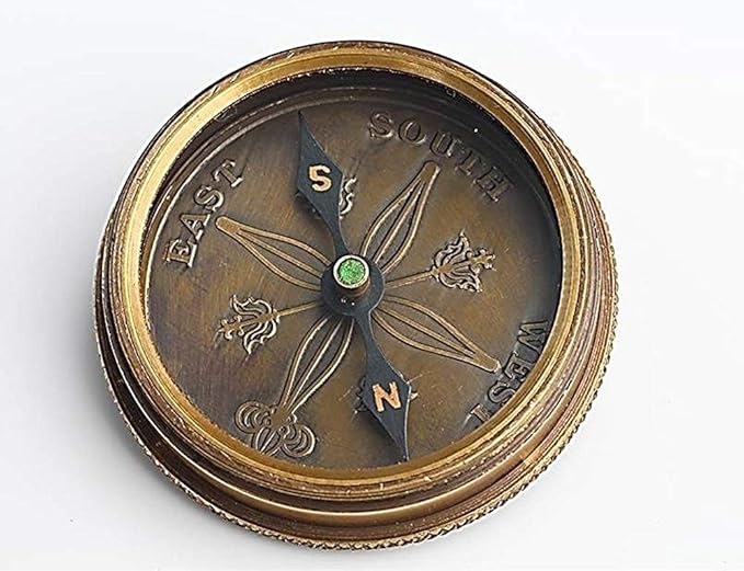 Solid Brass Gift Compass with Leather Case – Engraved Tolkien Quote “Not All Those Who Wander are Lost” – Vintage Gift for Travelers, Readers, Adventure Lovers, Graduation, Birthday, Retirement