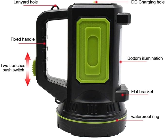 LED Searchlights Handheld Lantern, 13000LM 2 Modes USB Rechargeable LED Flashlights, High Power Outdoors Camping Hunting Lamp, Portable Spotlight Work Light for Indoor Outdoor Emergency