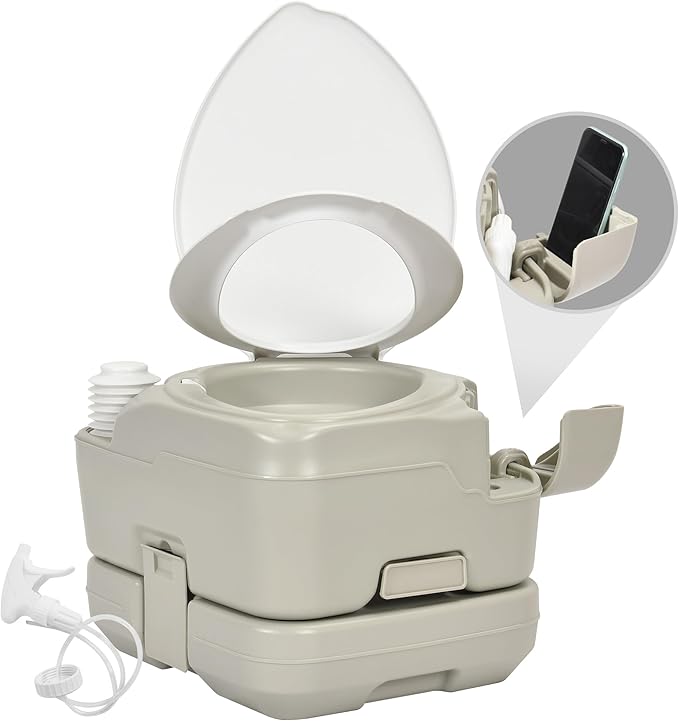 YITAHOME Portable Toilet 2.64 Gal Camping Porta Potty with Diagonal Enlargerd Bowl, Hand Sprayer and Press Flush Pump, Space Saving Indoor Outdoor Toilet for Adults, RV Travel, Boat and Trips