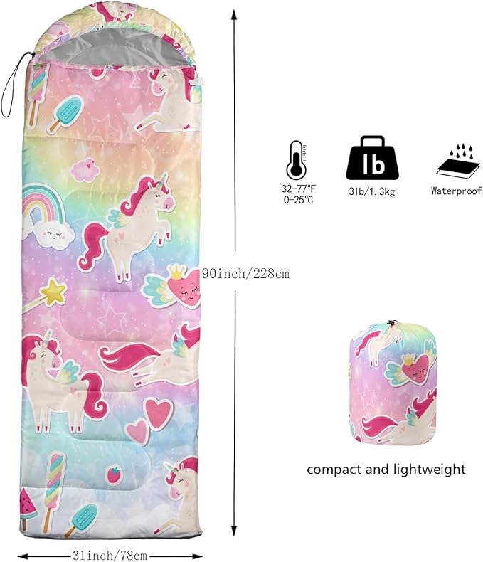 Sleeping Bags for Adults Kids,Backpacking Camping Sleeping Bag for Girls Boys Lightweight Waterproof Cold/Warm Weather Sleeping Bag for All Season