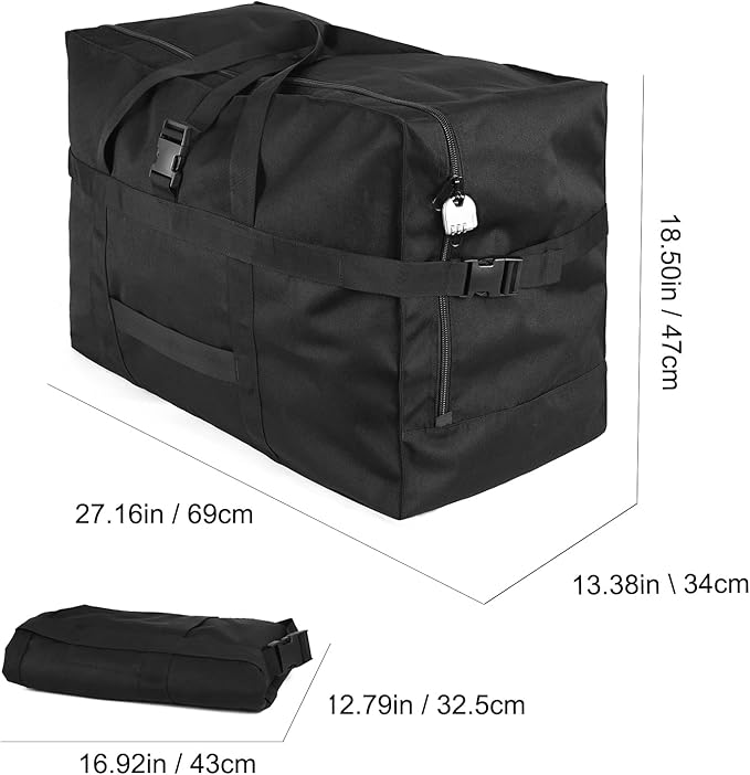 Carry on Travel Duffle Bag,Foldable Heavy Duty Overnight Bag,Larger Size Tear Resistant Water Resistant Packable Luggage for Weekender/Vacation/Camping/Beach/Tent