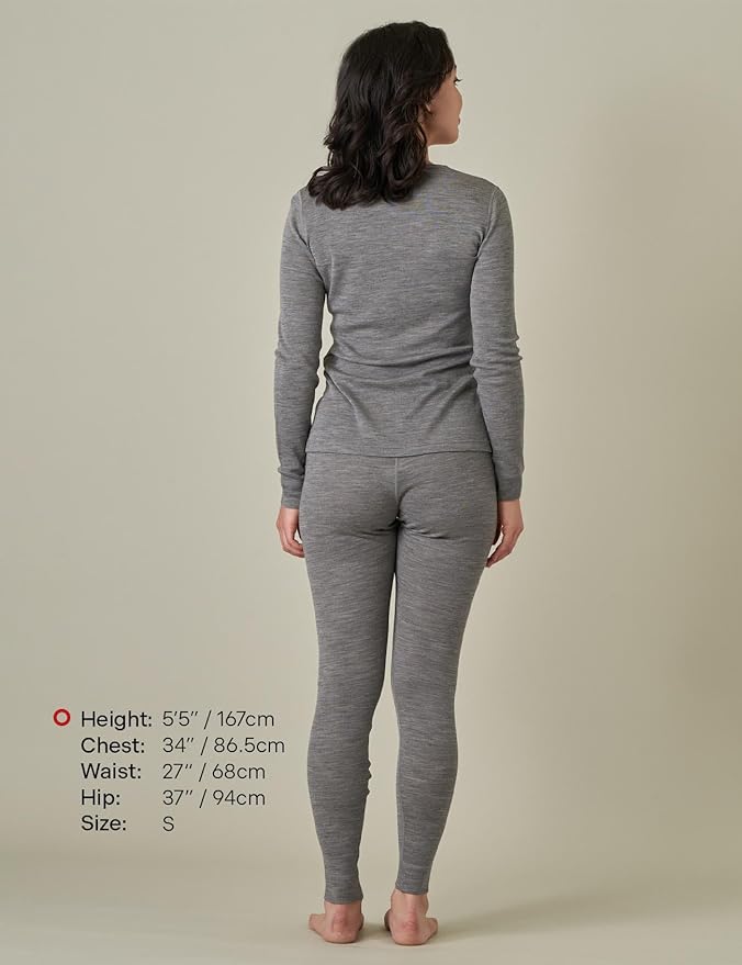 LAPASA Womens 100% Merino Wool Base Layer Set Lightweight & Midweight Thermal Underwear Long John Top & Bottom Warm L58/L91