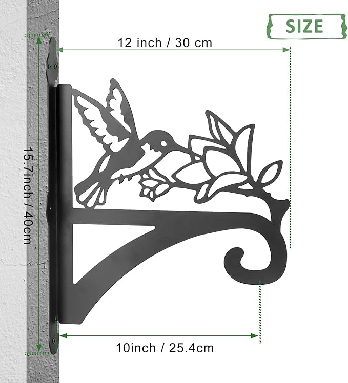 ATKKE Hanging Plant Bracket Hangers Indoor Iron Wall Mount,11??Hummingbird Silhouette Ornamental Iron Hangers Hookers for Flower Pot Lantern Bird Feeder Wind Chimes