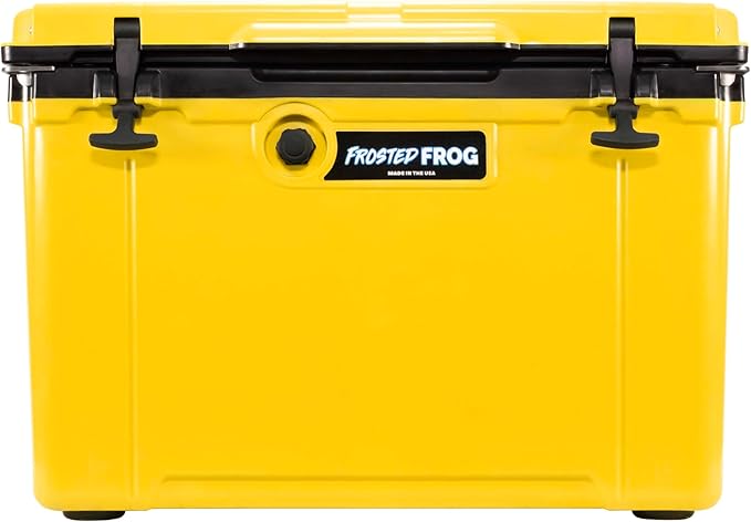 Made in USA Frosted Frog Hyper-Light 54 Quart Hard Cooler Insulated Portable Ice Chest Box for Beach, Beverages, Camping, Fishing, Boat, Barbecue, 30% Lighter Than Rotomolded Coolers