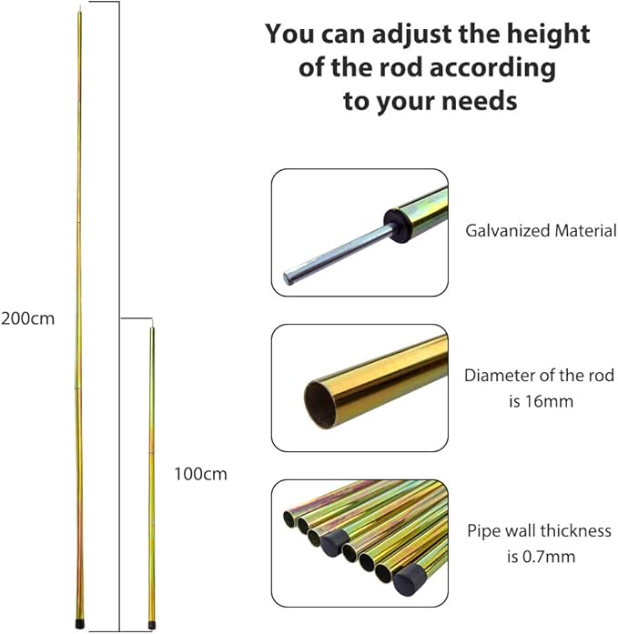 Replacement Tent Poles - Set of 2, Adjustable Rods for Camping Tarps, Shelters, Hiking, Backpacking, Portable Tent Poles Rods -Colorful