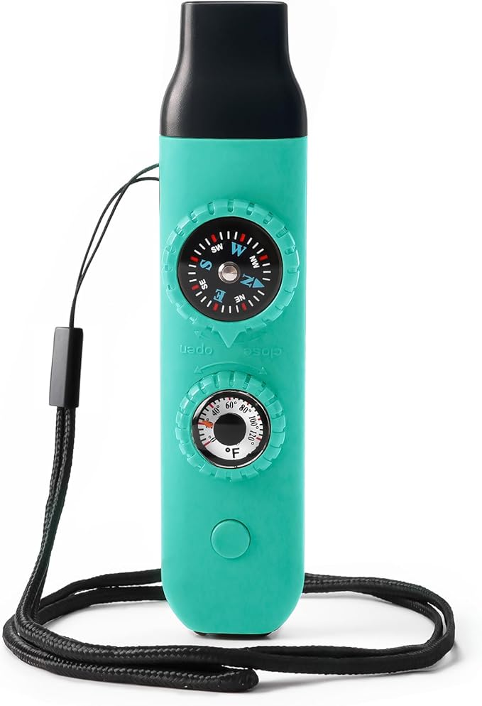 Emergency Survival Safety Whistle，Whistle for Kids with Lanyard,Compass,Thermometer,Ideal for Kayaking, Boating, Hiking, Camping, Climbing
