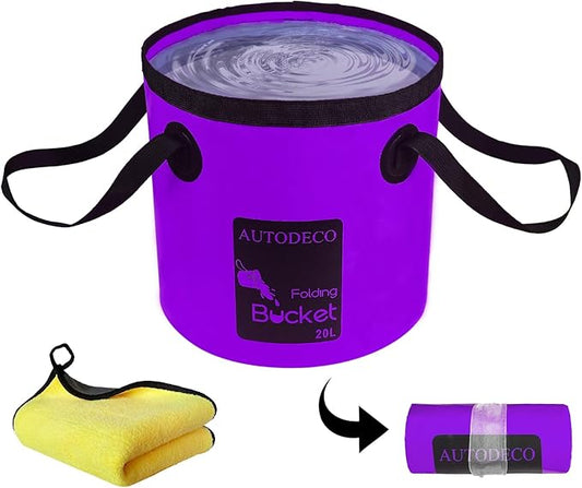 AUTODECO Collapsible Bucket 5 Gallon Container Folding Water Bucket Portable Wash Basin 20L