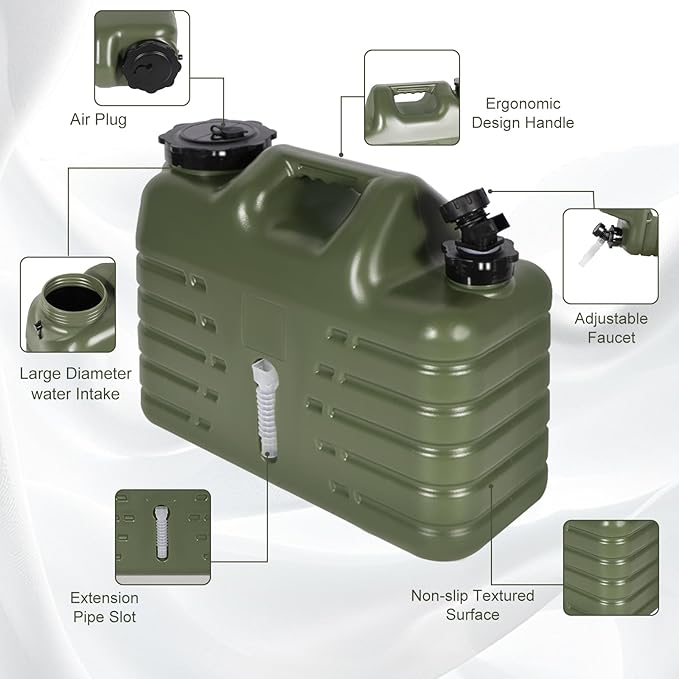 REDCAMP 4 Gallon/15L Portable Water Container with Spigot, Camping Water Jug, Water Containers, Water Tank, Portable Emergency Water Storage for Camping, Car, Hiking, Green, 4Pack