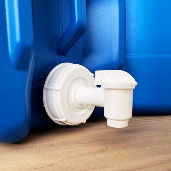 5-Gallon Stackable Water Storage Containers, w/Lids + Spigot, Easy Fill, Survial Supply, Emergency Water Storage for Camping and Disaster Preparedness, RV, Camping, 20 Gallon