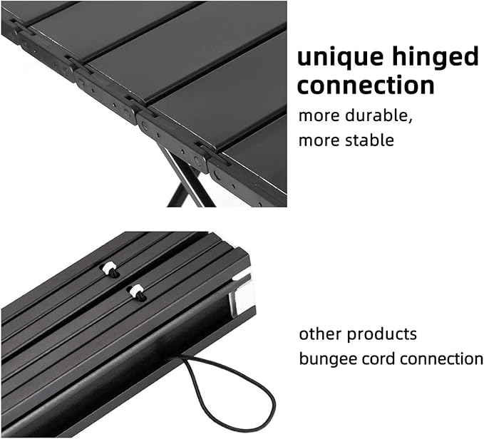 ROCK CLOUD Portable Camping Table Ultralight Aluminum Folding Beach Table Camp for Camping Hiking Backpacking Outdoor Picnic, Black