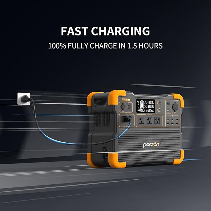 PECRON Portable Power Station E2400LFP with 3072Wh Extra Battery Expandable to 5120Wh, 2400W LiFePO4 Battery Backupfor Emergencies, Camping, RV, Home Use