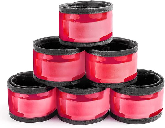 Pack of 6 LED Light Up Band Slap Bracelets Night Safety Wrist Band for Cycling Walking Running Concert Camping Outdoor Sports