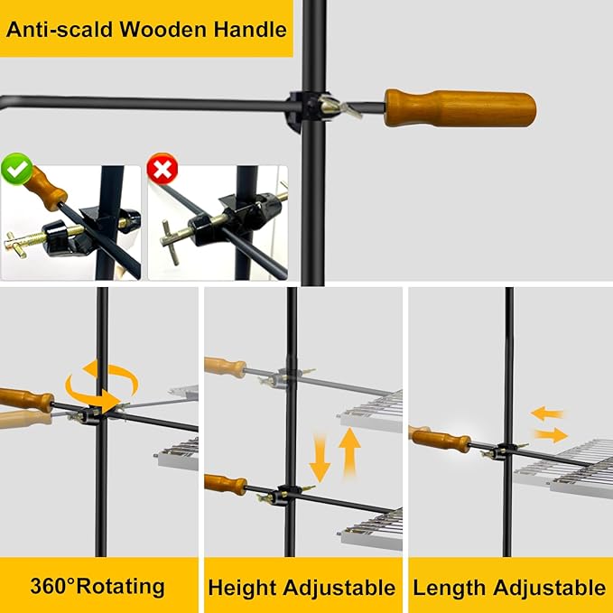 Campfire Grill Grate Portable Fire Pit Grill with Steel Grate Campfire Cooking Equipment for Open Fire BBQ Camping