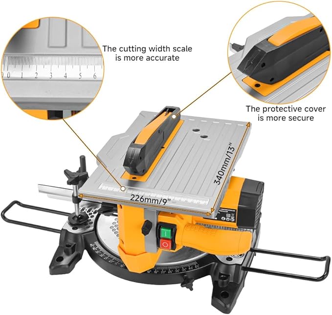 Hoteche 8-1/4-Inch 2-in-1 Compound Miter Saw & Table Saw – 10A Dual-Function Power Tool for Wood and Metal Precision Cutting