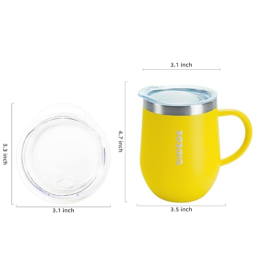 BJPKPK 2 pcs Insulated Coffee Mug, 12 oz Stainless Steel Insulated Coffee Tumbler with Lid for Hot Drinks & Cold Drinks-Yellow