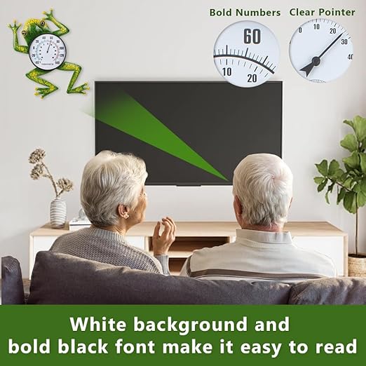 Frog Outdoor Thermometer, Metal Indoor Wall Thermometer, 15.7" No Battery Needed Outside Thermometer for Patio Home Room Decor