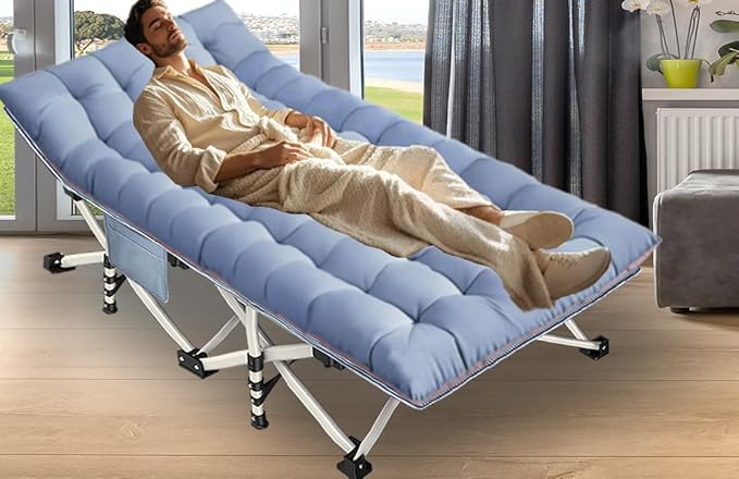 2 Pack Oversize Cot 79" L x 32" W x 18" H Camping Cot with Comfortable Mattress for Adults XXL Cots for Camping Bed Extra Large Folding Cot Heavy Duty with Carry Bag for Home Outdoor Indoor