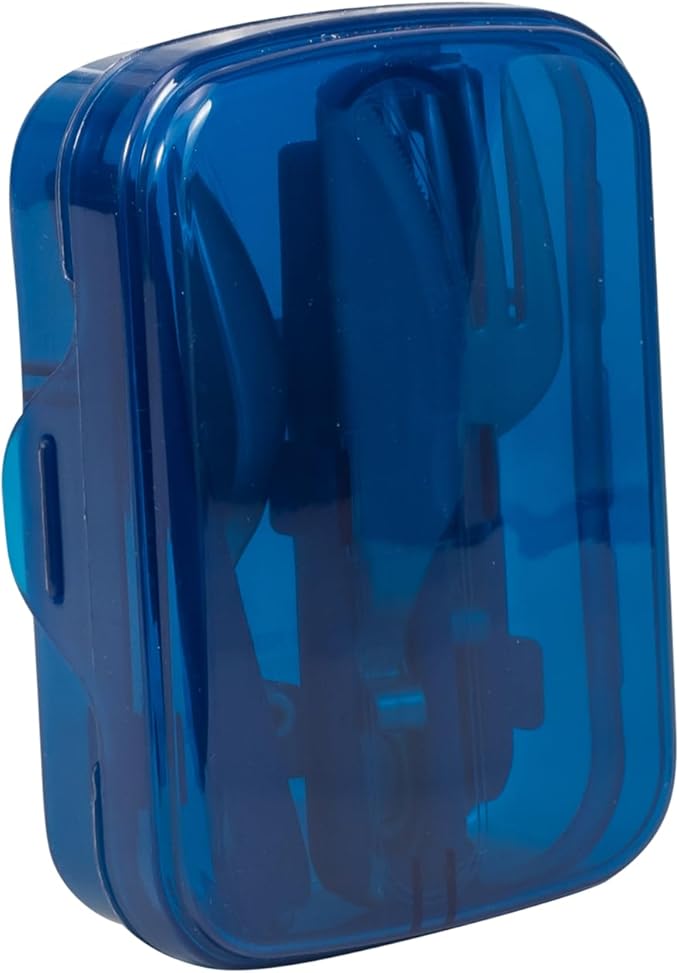 Cool Gear 3-Pack Travel Reusable Utensil Set with Slider Carry Case | Portable Knife, Fork, Spoon Silverware, Eco-Friendly Cutlery for Camping, Picnics, Kids & Adults - Gray, Pink, & Blue