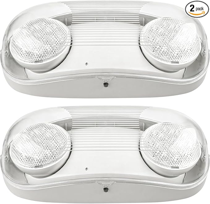 Outdoor Emergency Light with Battery Backup, Exterior Lights with Battery Backup, Wet Location, LED Egress Lights, Exterior Two Adjustable Heads Emergency Lighting Fixture,120/277V, UL Listed (2 Pack)