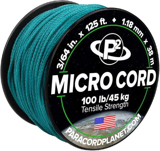 Paracord Planet Micro Paracord – Thin Braided Cord for Crafting, Fishing, and DIY Projects in 125 ft Spools – Teal