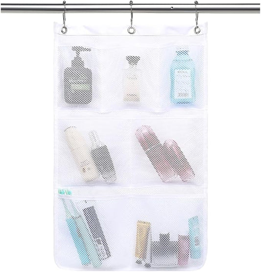 Hanging Mesh Shower Caddy for Bathroom - Quick Drying Portable Shower Organizer with Multiple Pockets for Soap,Shampoo and Cruise Ship Essentials Saving Bathroom Storage,White,1 Pack