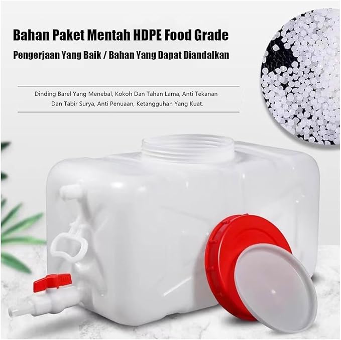 Plastic Water Tank 25L/35L/50L/80L/110L/200L Water Container，Rain Water Tank，Food-Grade Rectangular Thickened Water Tower with Faucet for Household Water Storage(Size:25L)