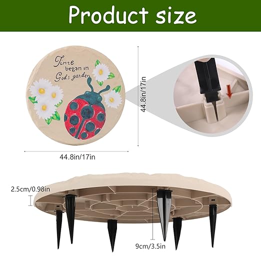 4Pcs Round Butterfly Stepping Stone Outdoor Garden Walkway, Durable Plastic Pavers for Patio, Pathway, and Landscaping, Weatherproof Stepping Stones with Ground Stakes for Easy Installation