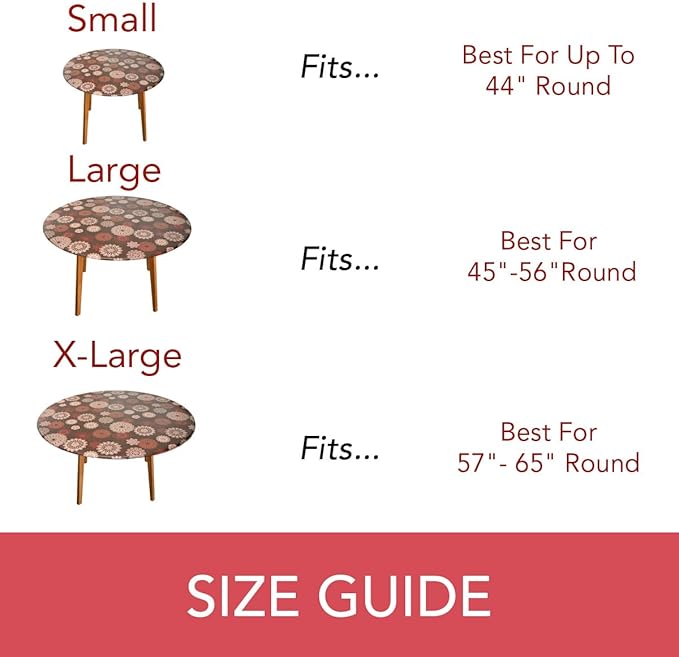 LAMINET Elastic Fitted Table Cover - Medallion - Small Round - Fits Tables up to 44 Diameter