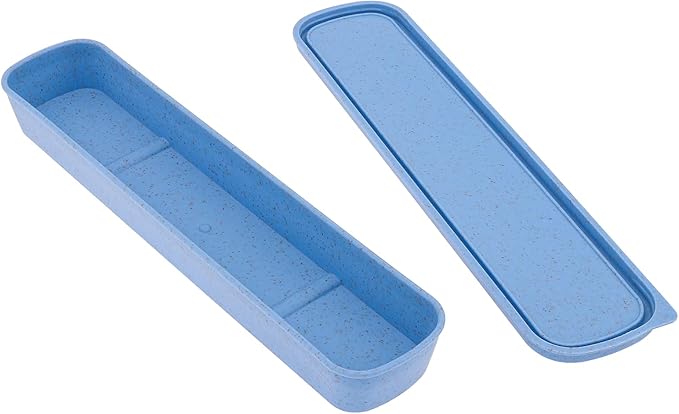 OriGlam 1pcs Portable Flatware Box Travel Tableware Storage Case Box, Utensil Case Flatware Storage Box for Cutlery Kit, 9.84 x 2.40 inch (Blue)