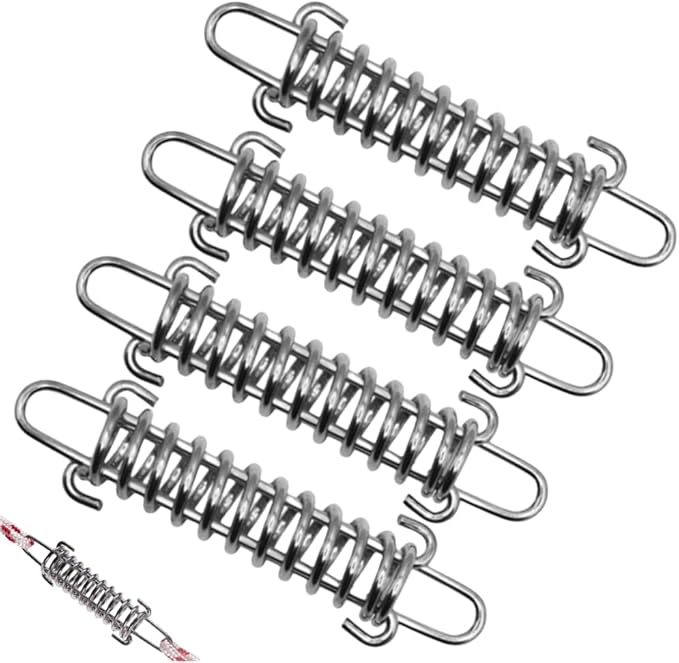 4Pcs Tent Fixed Buckle Wind Rope Buckle Steel Fixed Buckle Tent Wind Spring for Camping Hiking,Chrome Plated Spring for Hammock Chair
