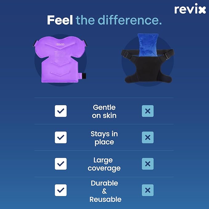 REVIX Shoulder Ice Pack Reusable Gel Ice Wrap for Shoulder Fatigue, Promotes Post-Workout Recovery, Cold Therapy Compression for Man and Women, Purple