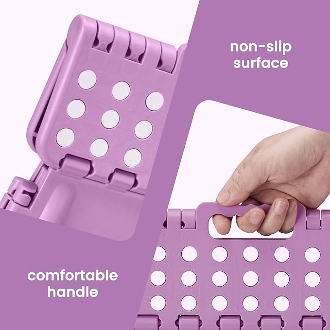 ACSTEP 13 Inch Folding Step Stool,Foldable Step Stools for Kids and Adults 300 LB Capacity, 300 LB Capacit Suitable for Kitchen Fishing (Light Purple)