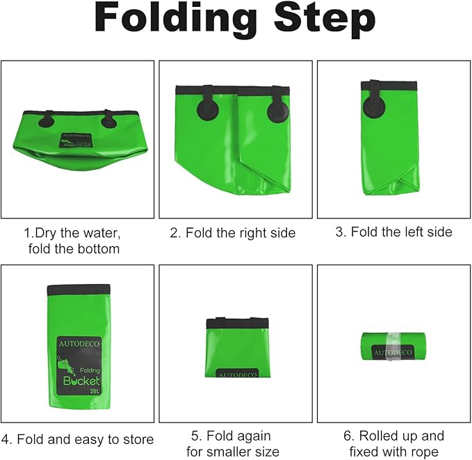 AUTODECO Collapsible Bucket 5 Gallon Container Folding Water Bucket Portable Wash Basin 20L