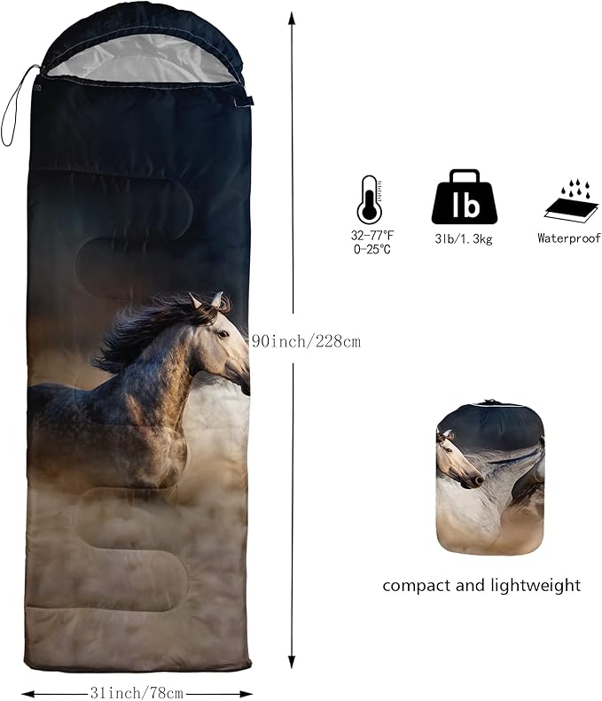 QOOMO Camping Sleeping Bags,3 Season Warm & Cool Weather,Lightweight,Waterproof Sleeping Bags for Adults & Kids,Traveling,and Outdoors,Camping Gear Equipment