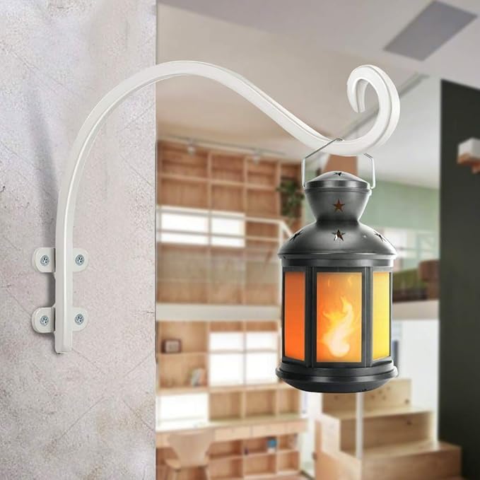 12 Inch Plant Hangers Outdoor 2 Pack White, Heavy Duty Plant Hanging Bracket Hook for Flowers Baskets Planter Pots Bird Feeder Lanterns Wind Chimes Outdoor Indoor