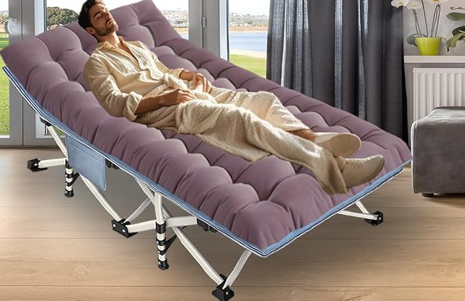 79" L x 32" W x 18" H Camping Cot with Comfortable Mattress for Adults Oversize XXL Cots for Sleeping Camping Bed Folding Cot Heavy Duty with Carry Bag for Home Outdoor Travel