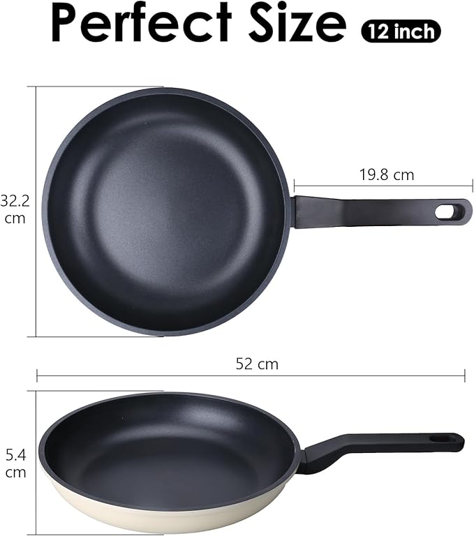 Nonstick Frying Pan Skillet,12 Inch Frying Pan Skillet,Egg pans,Omelette Pan,PFOA Free,Kitchen Pots Induction Pot,black