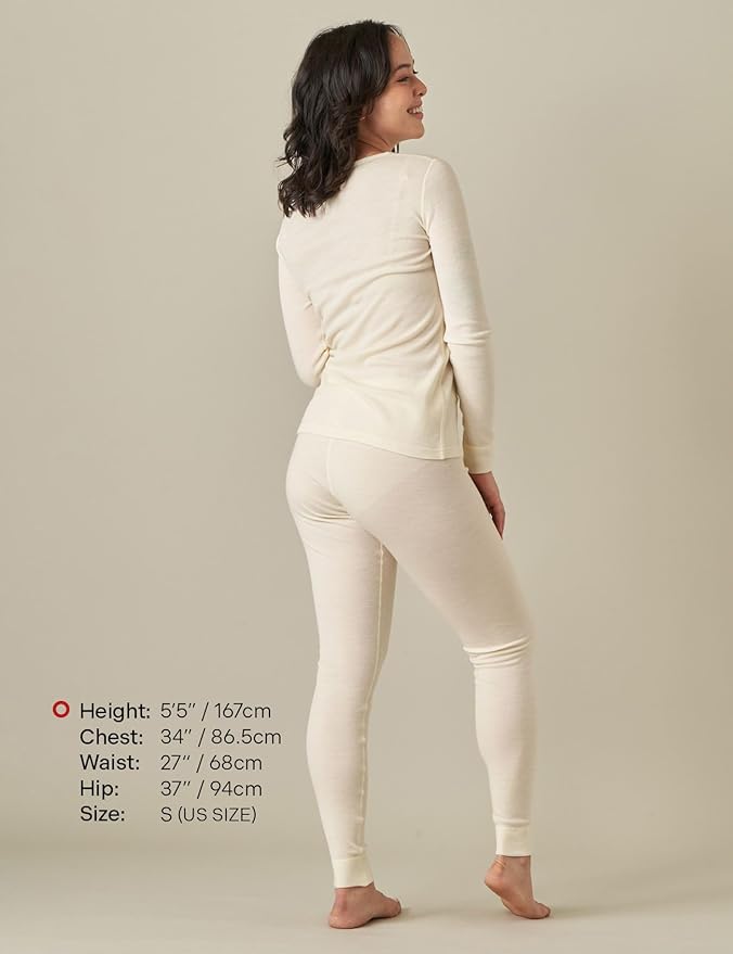 LAPASA Womens 100% Merino Wool Base Layer Set Lightweight & Midweight Thermal Underwear Long John Top & Bottom Warm L58/L91