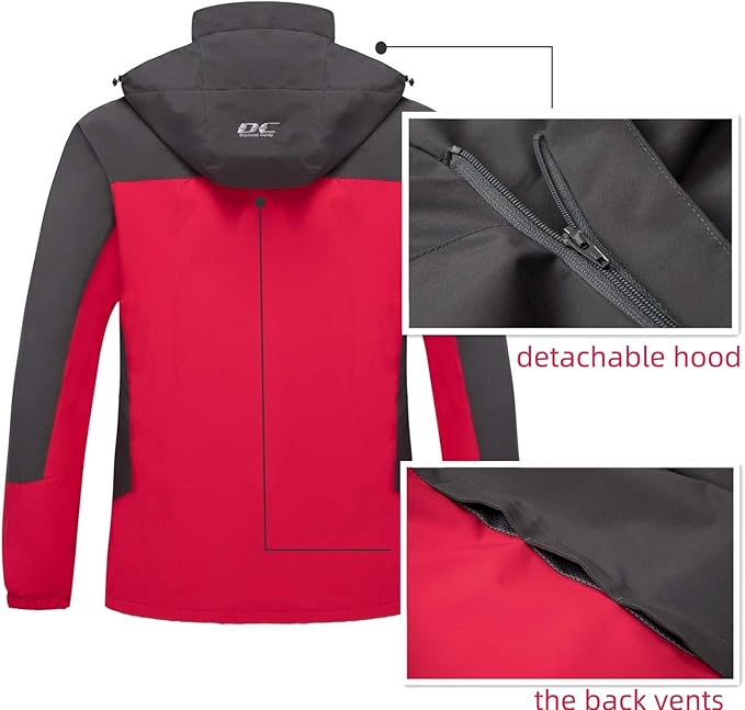 Diamond Candy Men's Hooded Waterproof Jacket Lightweight Rain Jacket Outdoor Casual Sportswear