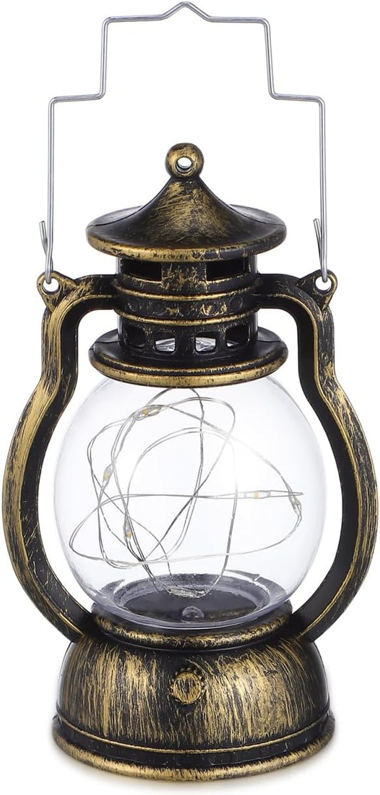 Lantern Decor Western, Hanging LED Vintage Lantern Metal with Carry Handle for for Weddings Western Camping Party Halloween Christmas Decorations 4.92inch