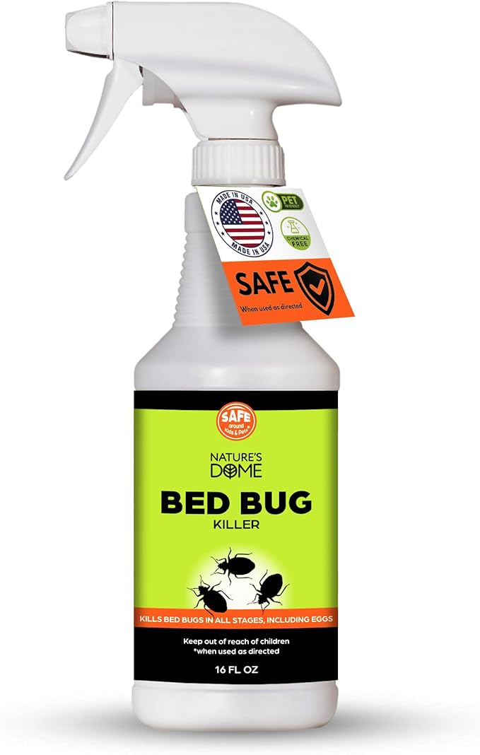 Nature's Dome Bed Bug Spray – 100% Kill Rate, 16 OZ Natural Bed Bug & Mite Killer, Destroys Eggs, Kills Resistant Strains, Long-Lasting Protection, Safe for Home Use