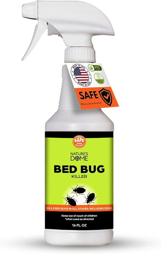 Nature's Dome Bed Bug Spray – 100% Kill Rate, 16 OZ Natural Bed Bug & Mite Killer, Destroys Eggs, Kills Resistant Strains, Long-Lasting Protection, Safe for Home Use